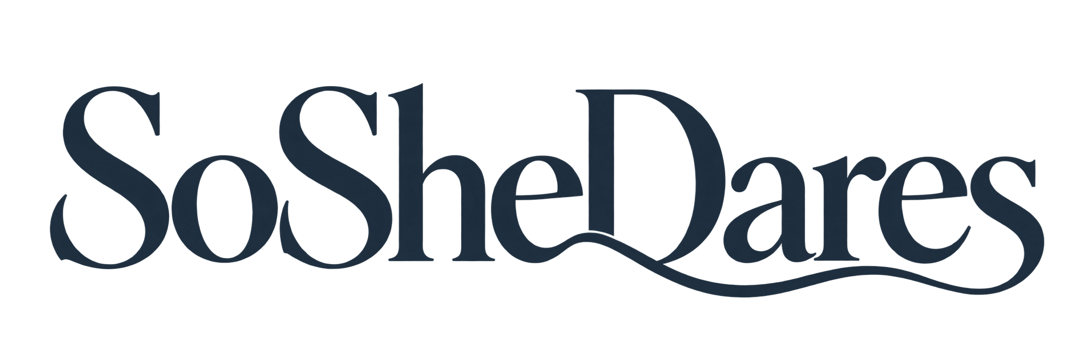 SoSheDares deep ocean blue wordmark